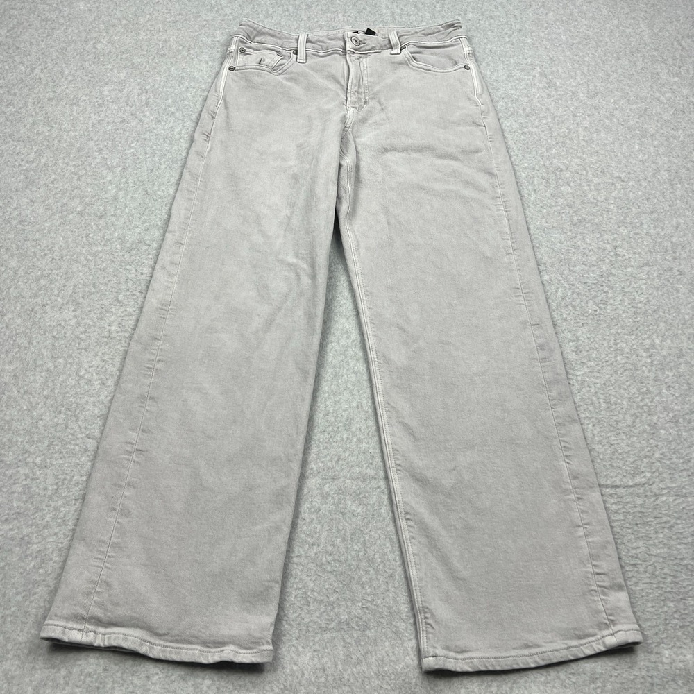 American Eagle Stovepipe Pants Womens 4 Gray Wide Leg Baggy Stretch Cotton 29x29
